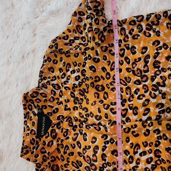 Minkpink orange and pink semi sheer cheetah print button down blouse - Picture 7 of 10
